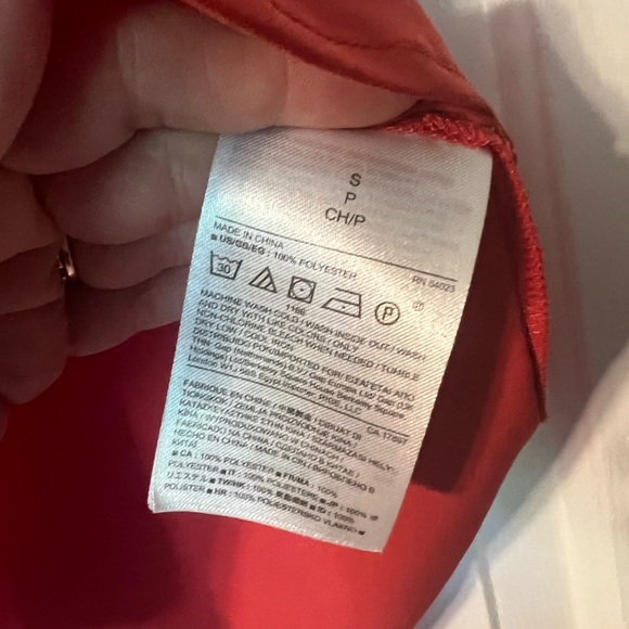 Banana republic button sleeveless orange blouse small polyester v neck - Picture 5 of 9